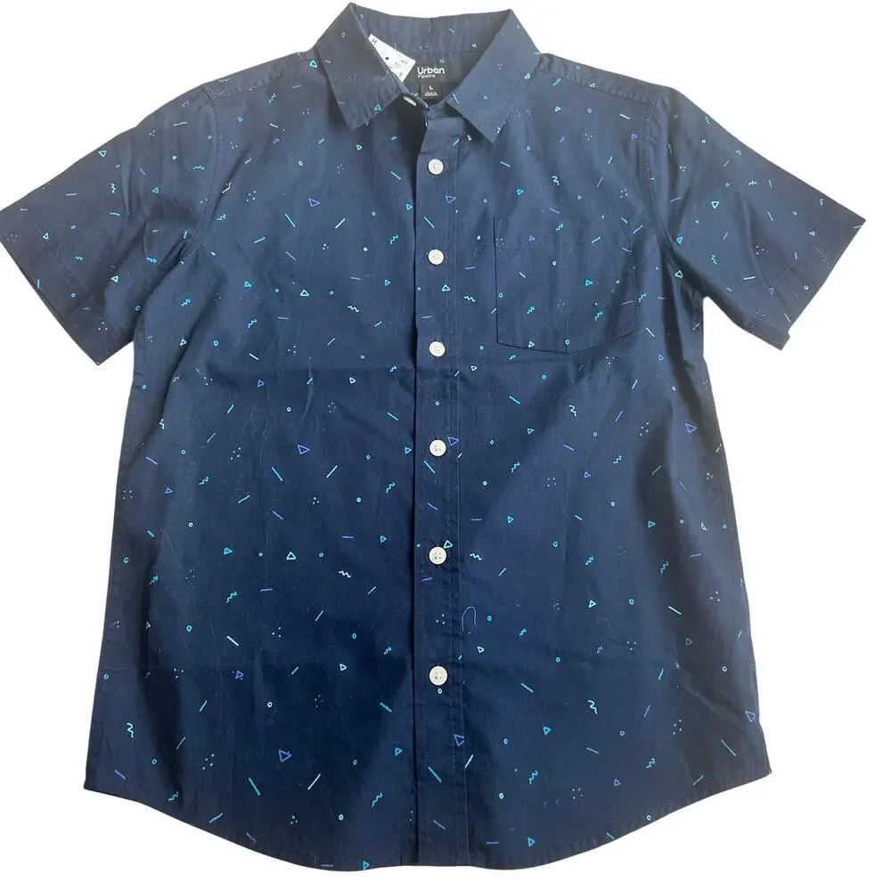 Urban Pipeline Blue Squiggle Print Short Sleeve Shirt